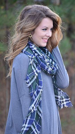 Hunter Navy Plaid Scarf