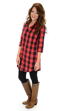 Check Yes or No Tunic, Red