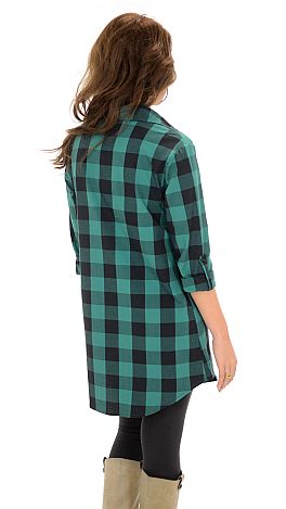 Check Yes or No Tunic, Green