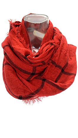 Large Scale Plaid Scarf, Red
