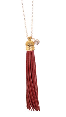 Leather Tassel Neck, Red