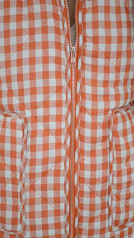 Gingham Puffer Vest, Orange