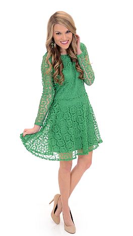 All OVer Lace Dress, Green