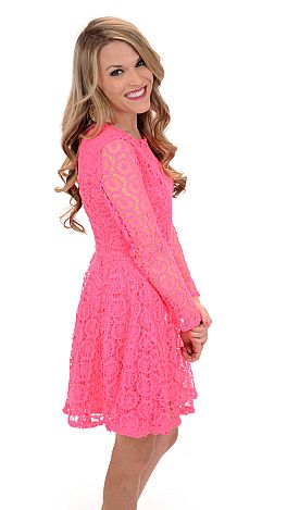 All Over Lace Dress, Pink