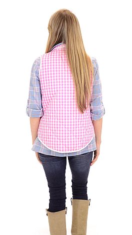 Checker Puffer Vest, Pink