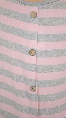 Button Back Stripe Tunic, Pink