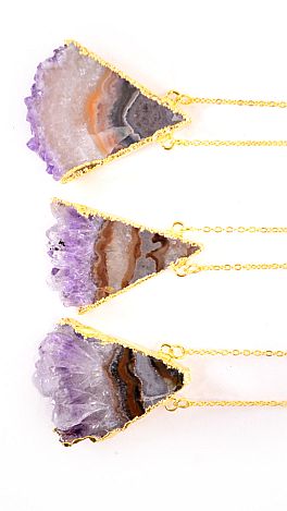 Amethyst Triangle Slice Necklace