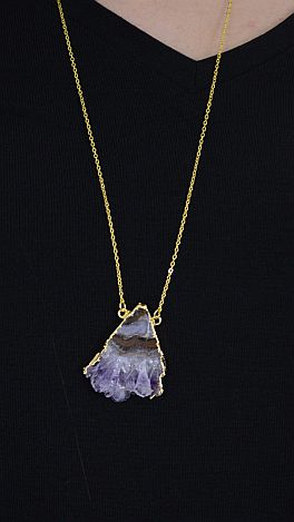 Amethyst Triangle Slice Necklace