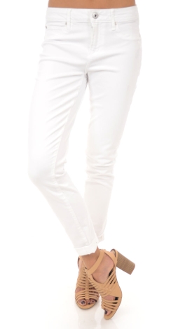 Karen Skinny Crop, White - Bottoms - The Blue Door Boutique