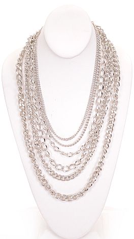 6 Chains Necklace, Silver