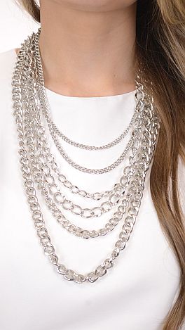 6 Chains Necklace, Silver
