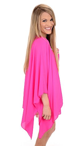 Flowing Neon Kimono, Hot Pink