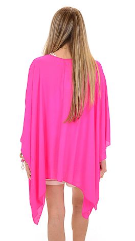 Flowing Neon Kimono, Hot Pink