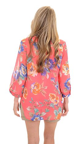 May Flowers Top, Coral