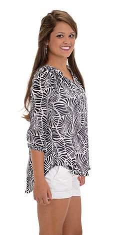 Navy Print Chiffon Blouse