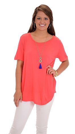 Lightweight Piko Tee, Bright Coral