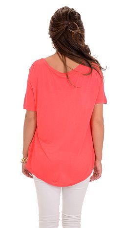 Lightweight Piko Tee, Bright Coral