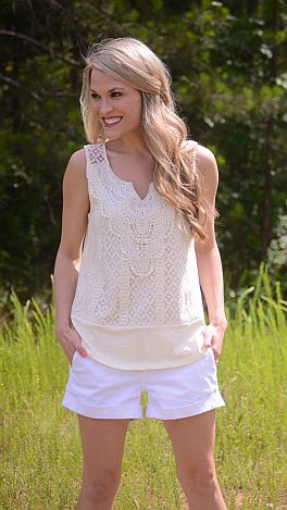 Lace Front Knit Tank