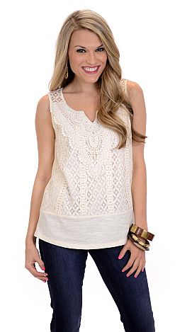 Lace Front Knit Tank