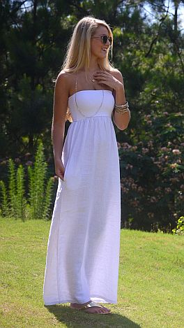 Linen Tube Maxi, White