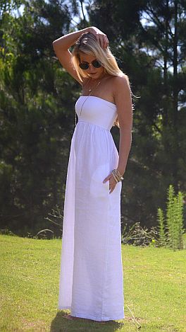 Linen Tube Maxi, White