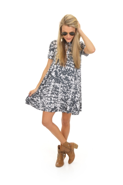 Lookie Loo Dress, White Grey
