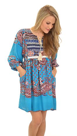 Around the Riverbend Frock, Blue