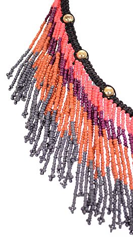 Beaded Fringe Necklace, Pink