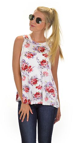 Rib Knit Floral Tank