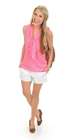 Highlighter Polka dot Top, Neon - Tops - The Blue Door Boutique