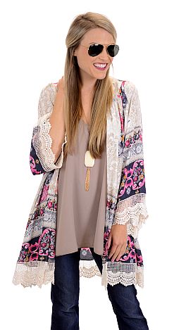 Floral and Lace Kimono