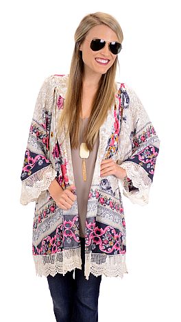 Floral and Lace Kimono