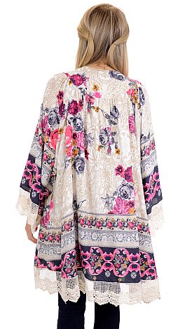 Floral and Lace Kimono