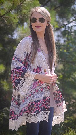 Floral and Lace Kimono