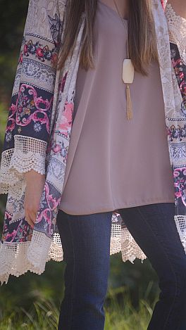 Floral and Lace Kimono