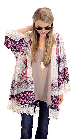 Floral and Lace Kimono