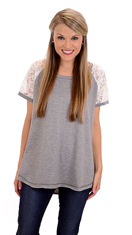 Cold Shoulder Tee, Heather Grey