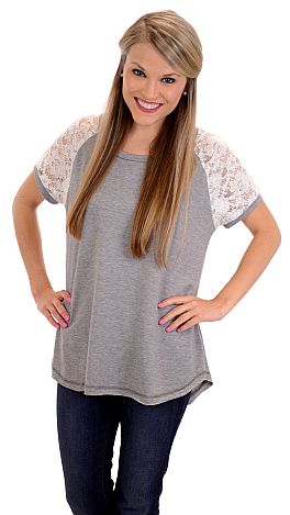 Cold Shoulder Tee, Heather Grey