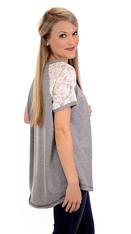 Cold Shoulder Tee, Heather Grey