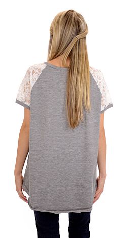 Cold Shoulder Tee, Heather Grey