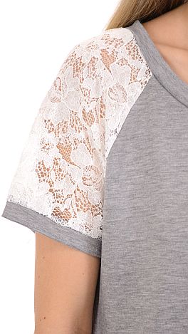 Cold Shoulder Tee, Heather Grey