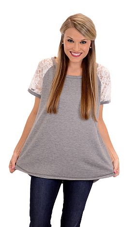 Cold Shoulder Tee, Heather Grey