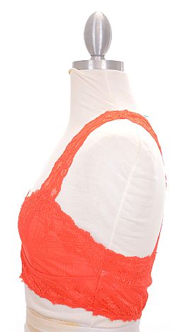 X Back Lace Bralette, Orange