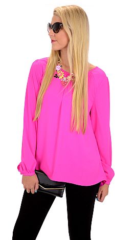 Breeze on By Blouse, Hot Pink
