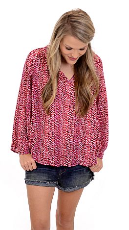 Mary Macaroon Blouse, Red