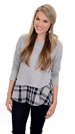 Plaid and Thank You Top, Black