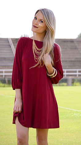 Basic Swing Dress, Crimson