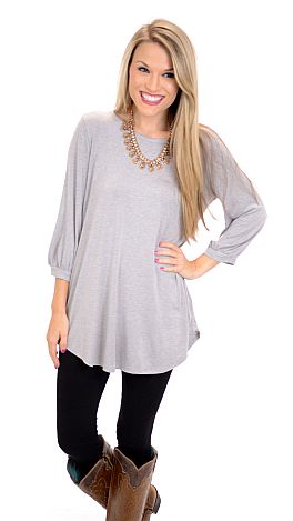 Blank Canvas Tunic, H Grey - Tops - The Blue Door Boutique