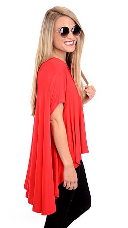 Trapeze Cut Tee, Red