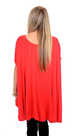 Trapeze Cut Tee, Red